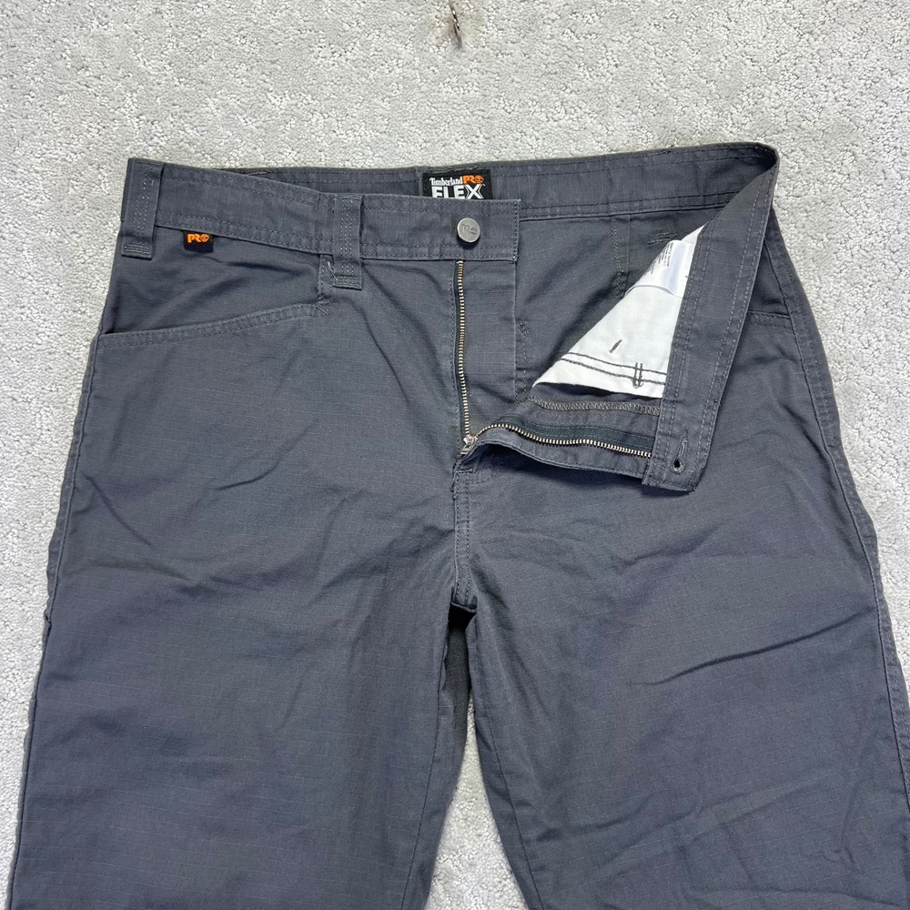 Timberland PRO Work Pants 34x28.5 FLEX Straight Fit Grey Ripstop Utility Cargo